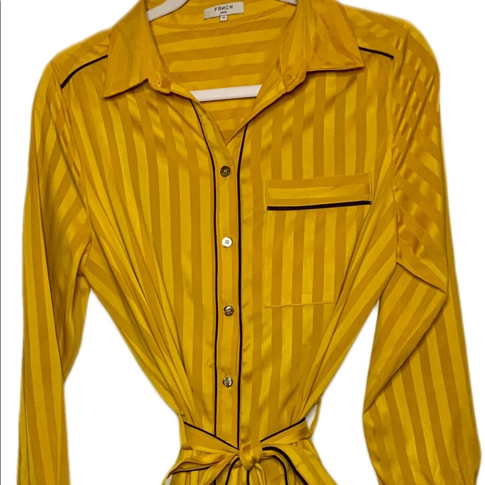 Frnch Silky Shirt Dress in Marigold Size Small